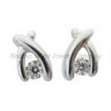 Elegant Sterling Silver Jewelry Gemstone Stud Earrings (E7418)
